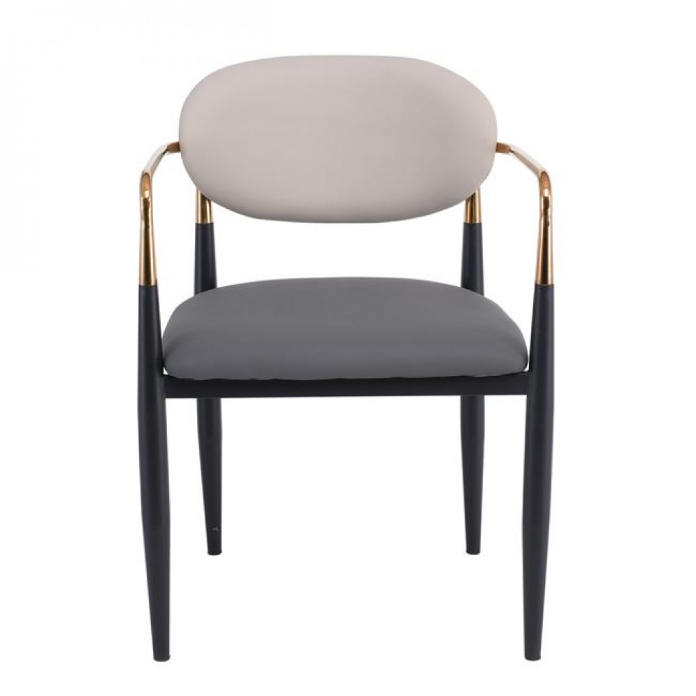 Πολυθρόνα "OLIVE" από μέταλλο/pu σε μαύρο/γκρι χρώμα 53x53x80