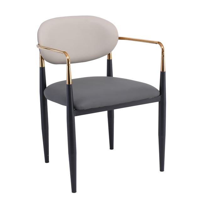 Πολυθρόνα "OLIVE" από μέταλλο/pu σε μαύρο/γκρι χρώμα 53x53x80