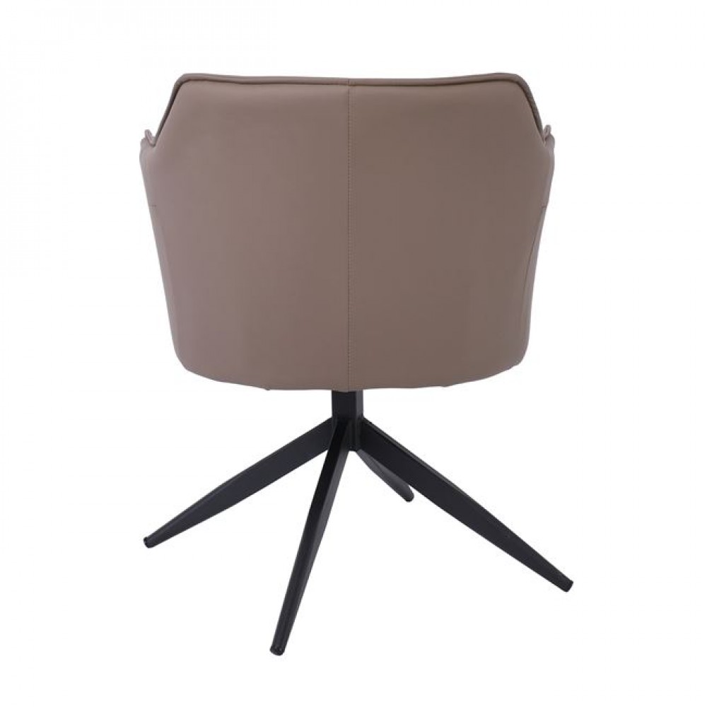 Πολυθρόνα περιστρεφόμενη "EVELYN" από μέταλλο/pu σε χρώμα μαύρο/καπουτσίνο 64x63x80