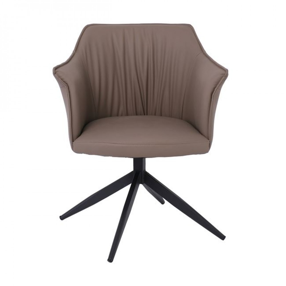 Πολυθρόνα περιστρεφόμενη "EVELYN" από μέταλλο/pu σε χρώμα μαύρο/καπουτσίνο 64x63x80