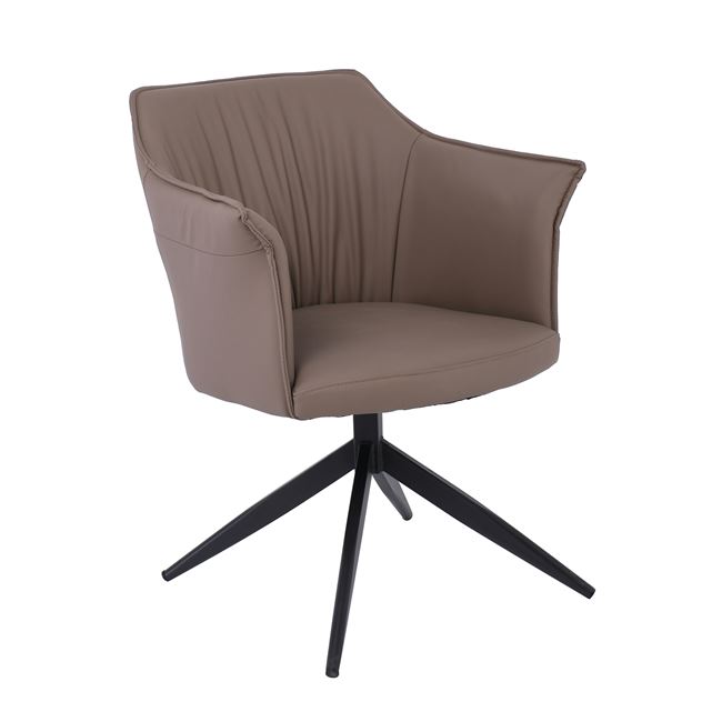 Πολυθρόνα περιστρεφόμενη "EVELYN" από μέταλλο/pu σε χρώμα μαύρο/καπουτσίνο 64x63x80