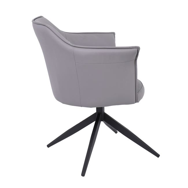 Πολυθρόνα περιστρεφόμενη "EVELYN" από μέταλλο/pu σε γκρι/μαύρο χρώμα 64x63x80