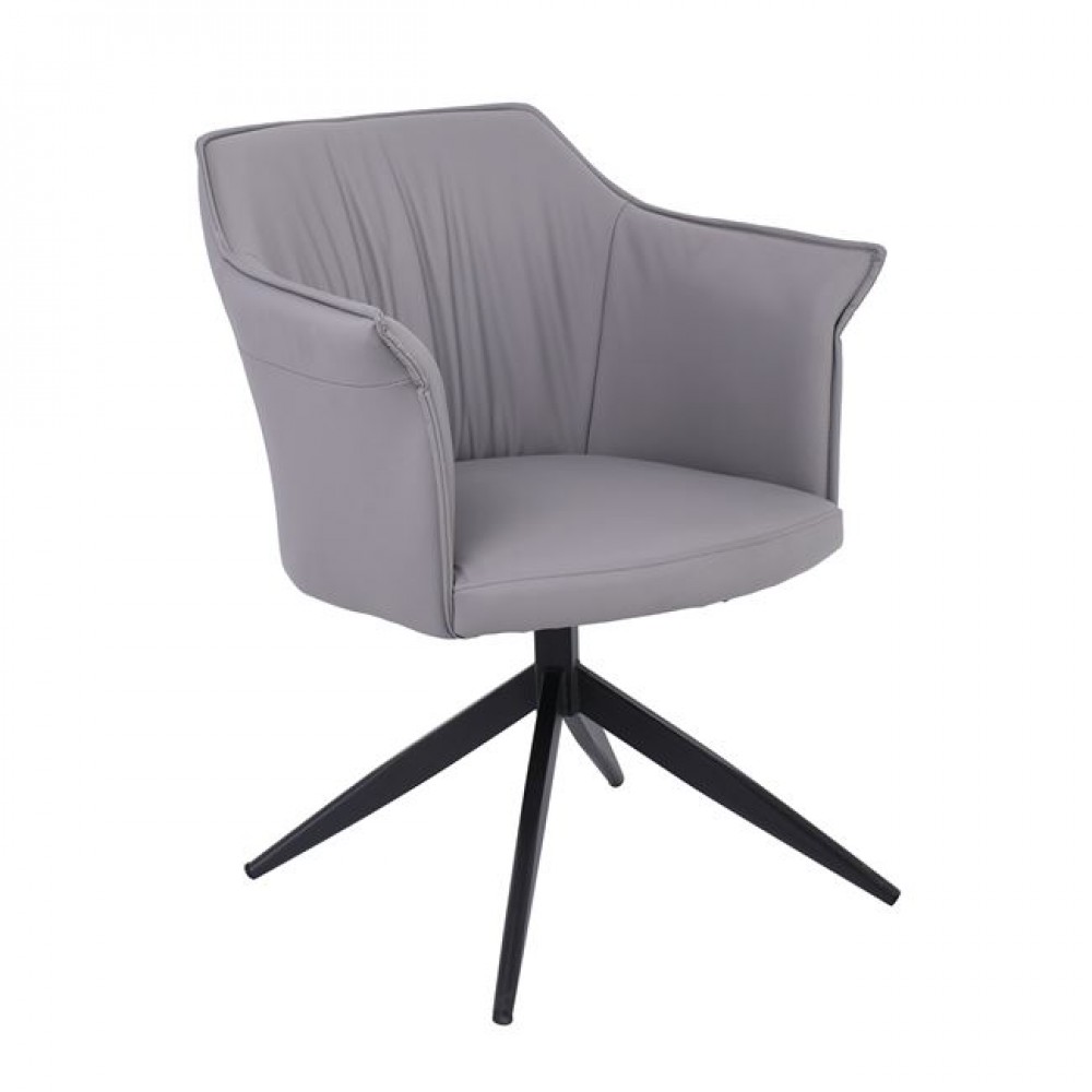 Πολυθρόνα περιστρεφόμενη "EVELYN" από μέταλλο/pu σε γκρι/μαύρο χρώμα 64x63x80