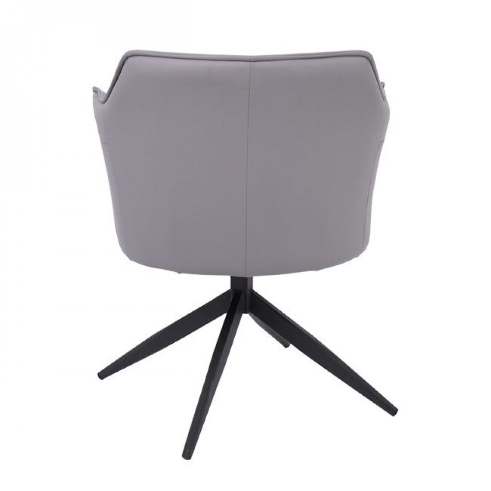 Πολυθρόνα περιστρεφόμενη "EVELYN" από μέταλλο/pu σε γκρι/μαύρο χρώμα 64x63x80