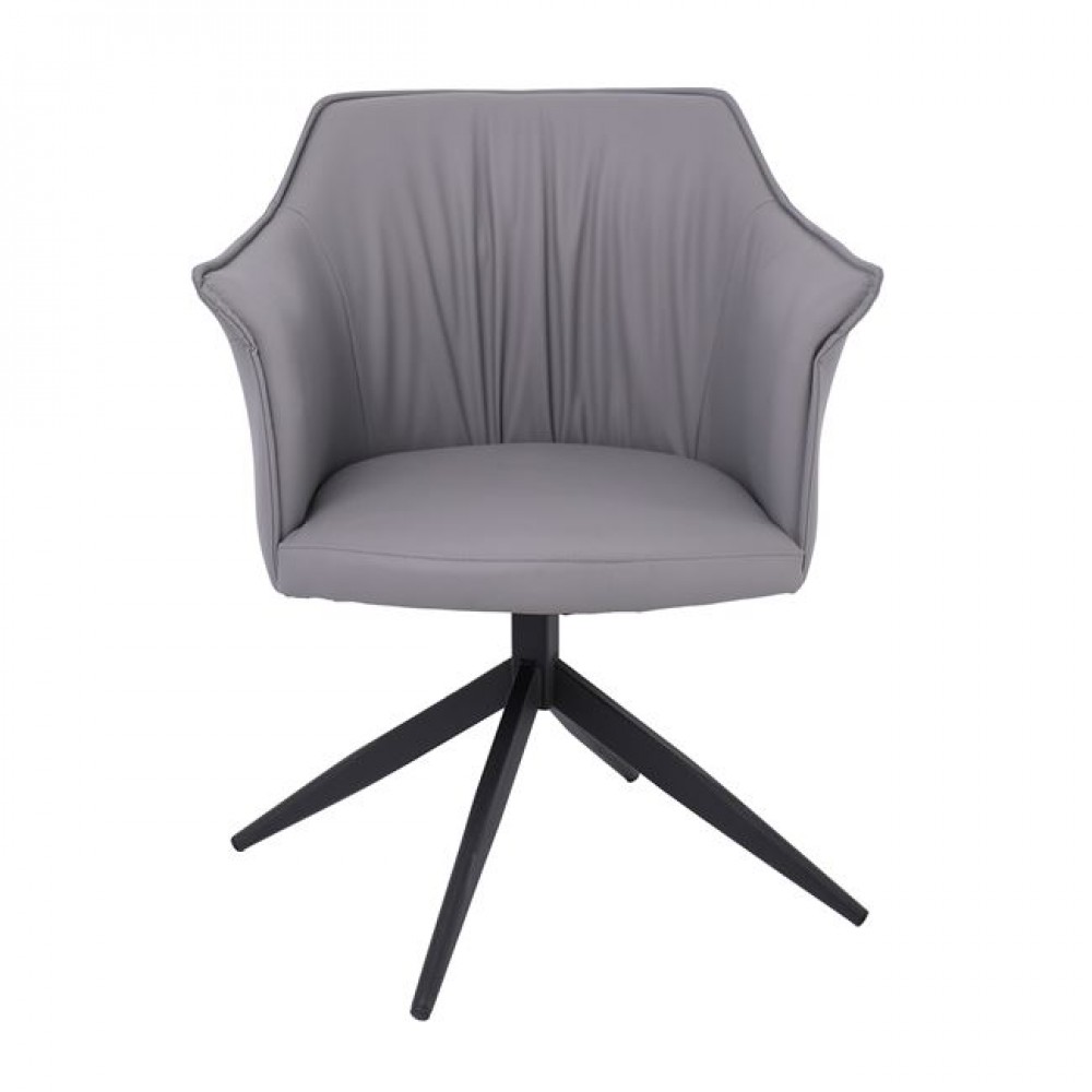 Πολυθρόνα περιστρεφόμενη "EVELYN" από μέταλλο/pu σε γκρι/μαύρο χρώμα 64x63x80