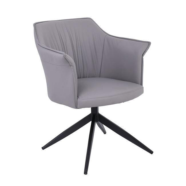 Πολυθρόνα περιστρεφόμενη "EVELYN" από μέταλλο/pu σε γκρι/μαύρο χρώμα 64x63x80