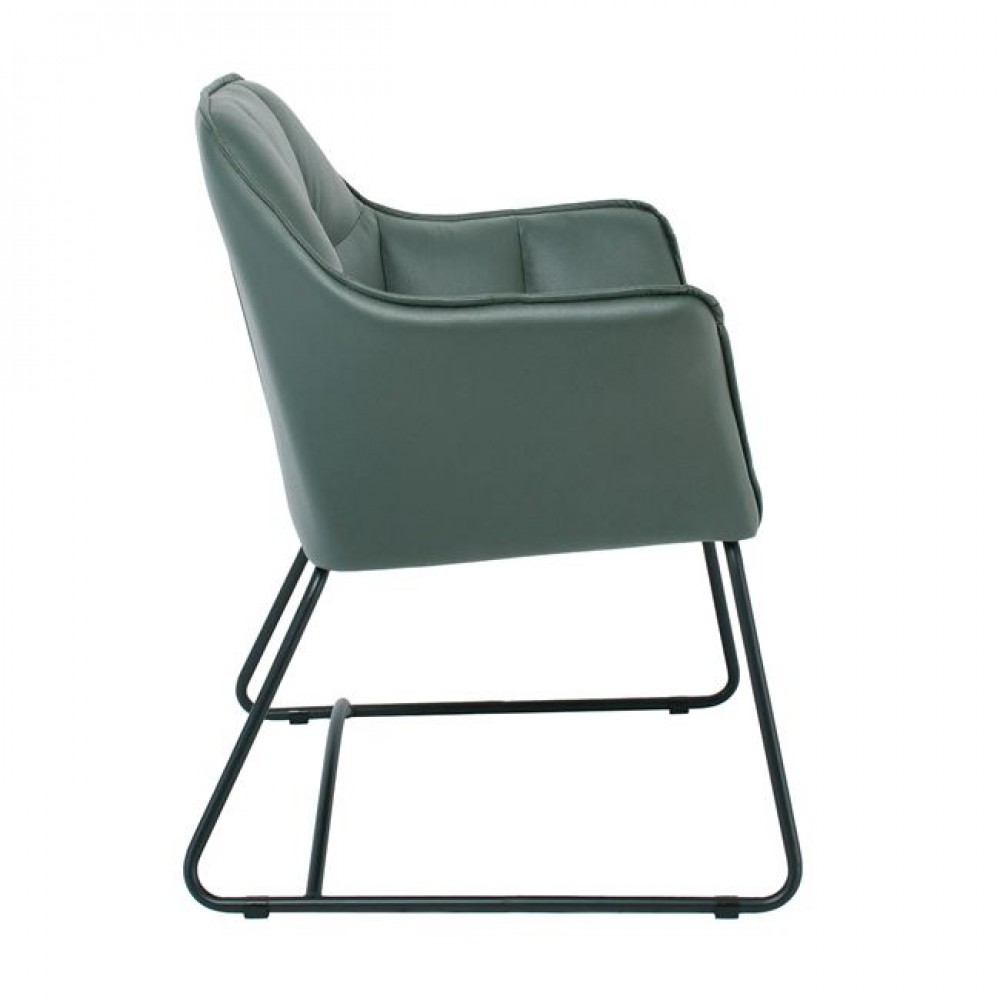 Πολυθρόνα "POLLY" από μέταλλο/ύφασμα σε μαύρο/πράσινο χρώμα 67x64x82