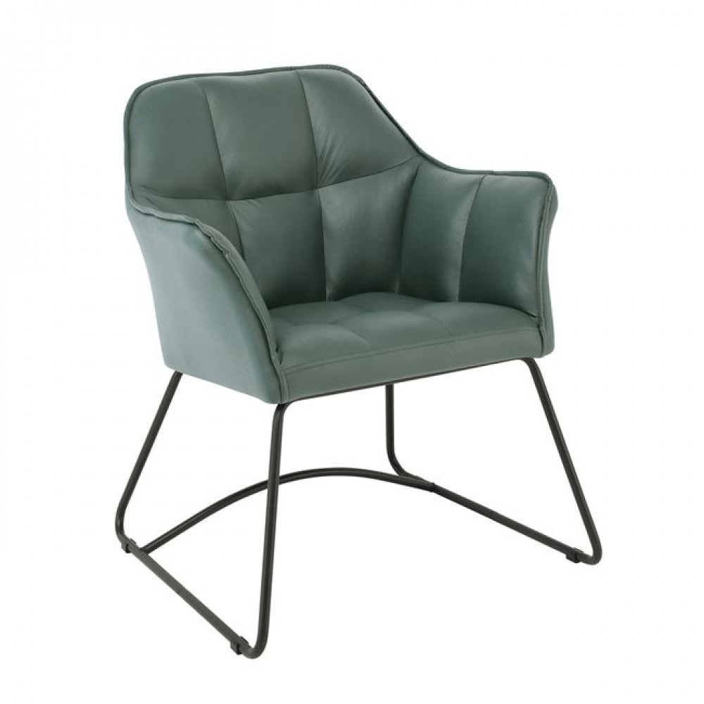 Πολυθρόνα "POLLY" από μέταλλο/ύφασμα σε μαύρο/πράσινο χρώμα 67x64x82