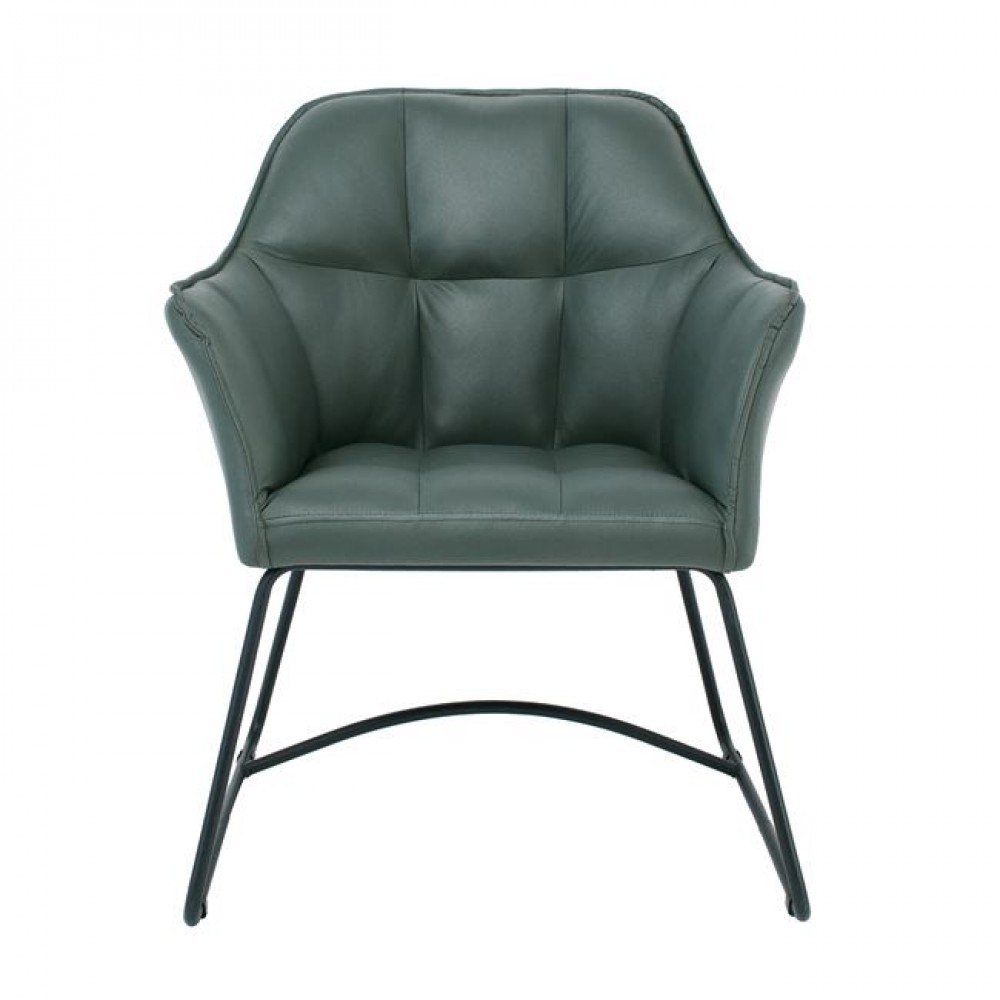 Πολυθρόνα "POLLY" από μέταλλο/ύφασμα σε μαύρο/πράσινο χρώμα 67x64x82