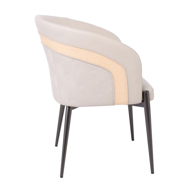 Πολυθρόνα "LENA" από μέταλλο/pu σε μαύρο/μπεζ χρώμα 60x60x80