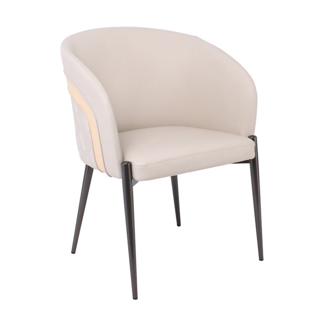 Πολυθρόνα "LENA" από μέταλλο/pu σε μαύρο/μπεζ χρώμα 60x60x80