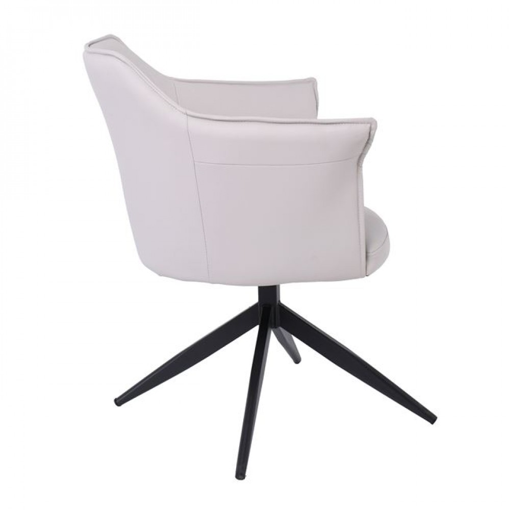 Πολυθρόνα περιστρεφόμενη "EVELYN" από μέταλλο/pu σε γκρι/μπεζ χρώμα 64x63x80