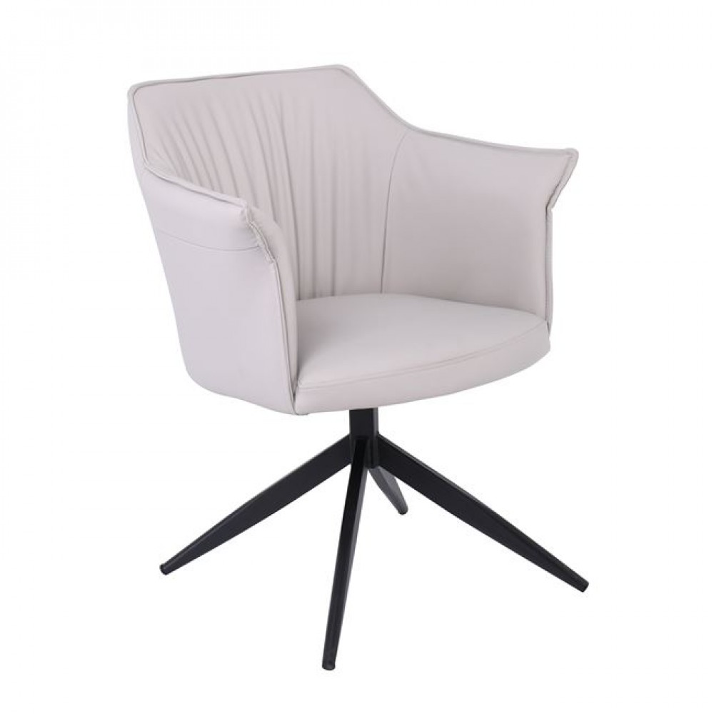 Πολυθρόνα περιστρεφόμενη "EVELYN" από μέταλλο/pu σε γκρι/μπεζ χρώμα 64x63x80