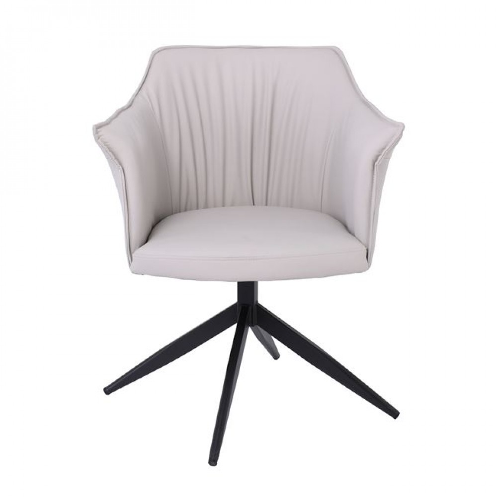 Πολυθρόνα περιστρεφόμενη "EVELYN" από μέταλλο/pu σε γκρι/μπεζ χρώμα 64x63x80