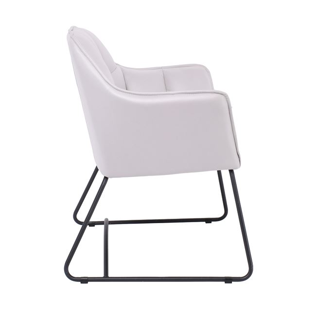 Πολυθρόνα "POLLY" από μέταλλο/ύφασμα suede σε ανοιχτό γκρι/μαύρο χρώμα 67x64x82