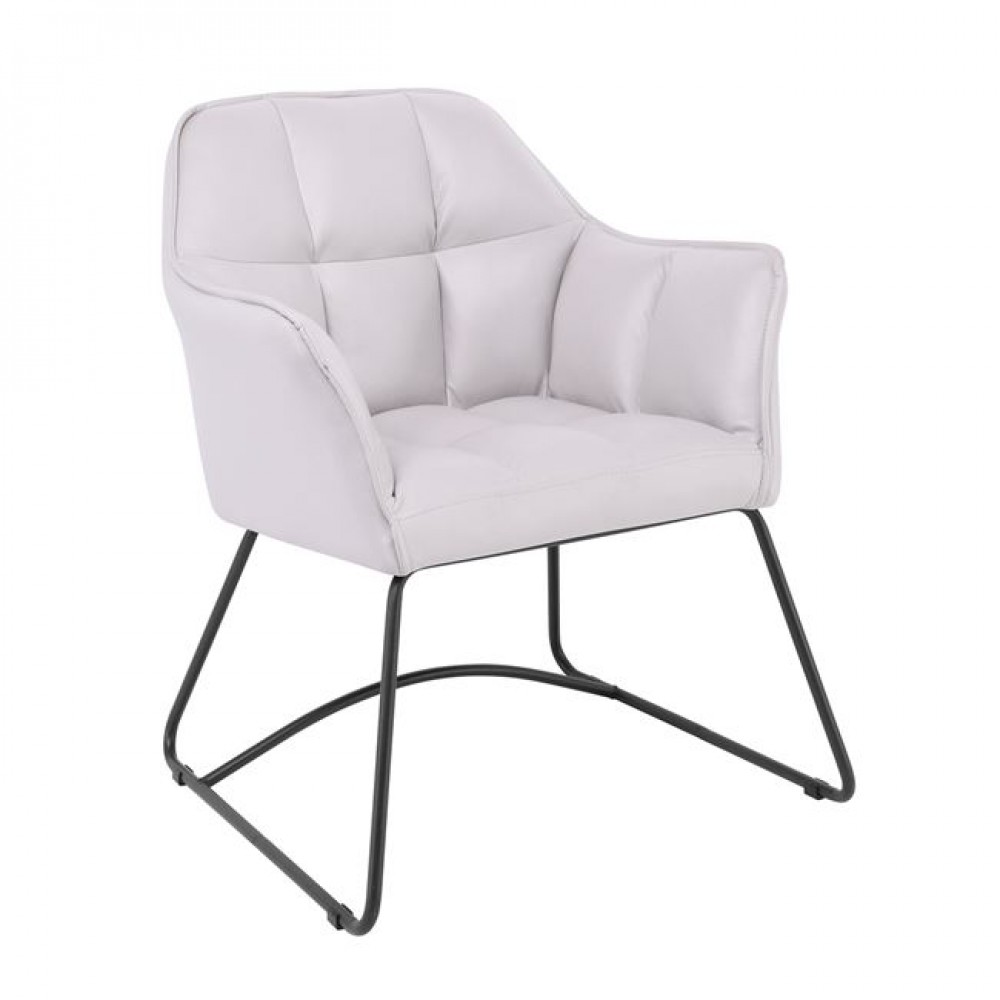 Πολυθρόνα "POLLY" από μέταλλο/ύφασμα suede σε ανοιχτό γκρι/μαύρο χρώμα 67x64x82