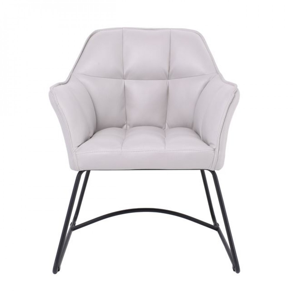 Πολυθρόνα "POLLY" από μέταλλο/ύφασμα suede σε ανοιχτό γκρι/μαύρο χρώμα 67x64x82