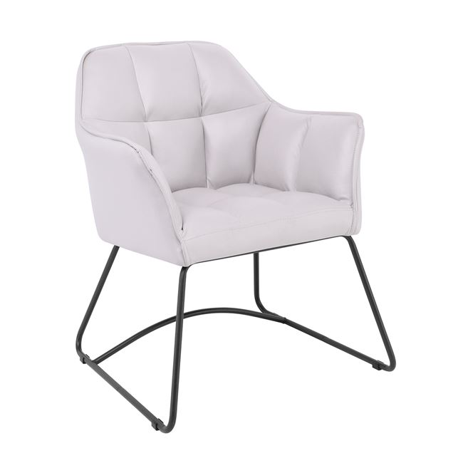 Πολυθρόνα "POLLY" από μέταλλο/ύφασμα suede σε ανοιχτό γκρι/μαύρο χρώμα 67x64x82