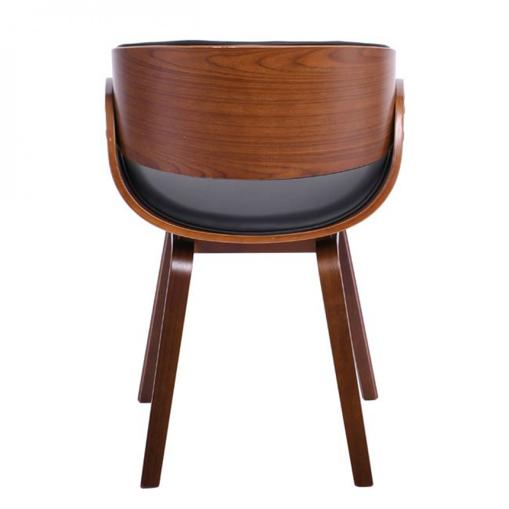 Πολυθρόνα "JOY-W" από ξύλο/PU σε καρυδί/μαύρο χρώμα 57x55x80