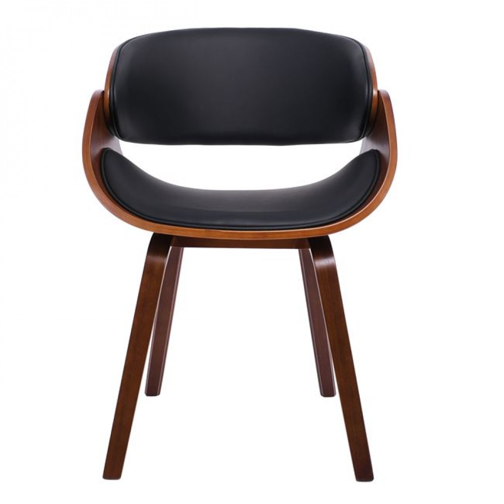 Πολυθρόνα "JOY-W" από ξύλο/PU σε καρυδί/μαύρο χρώμα 57x55x80