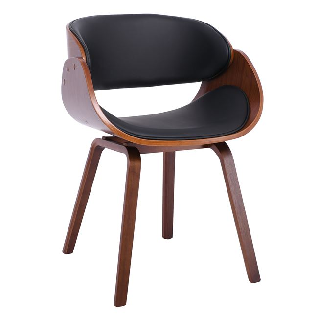 Πολυθρόνα "JOY-W" από ξύλο/PU σε καρυδί/μαύρο χρώμα 57x55x80