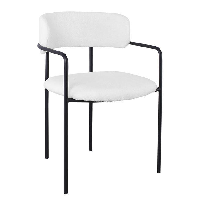 Πολυθρόνα "GILLAN" από μέταλλο/ύφασμα teddy σε λευκό/μαύρο χρώμα 54x54x81