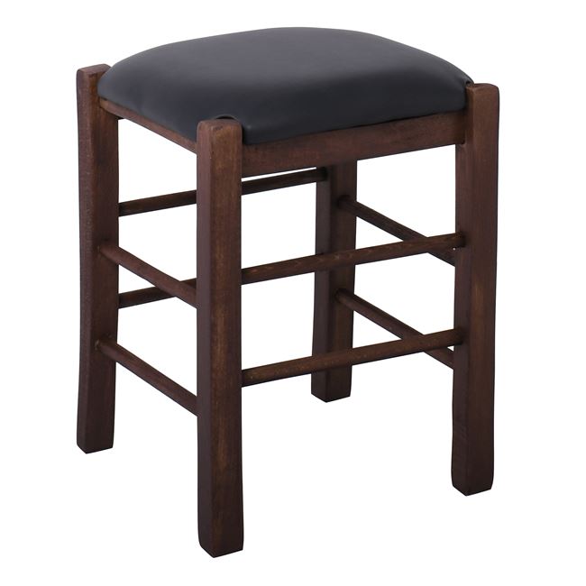 Σκαμπό βοηθητικό "ΤΑΒΕΡΝΑΣ" από ξύλο/pu σε καρυδί/μαύρο χρώμα 35x35x51