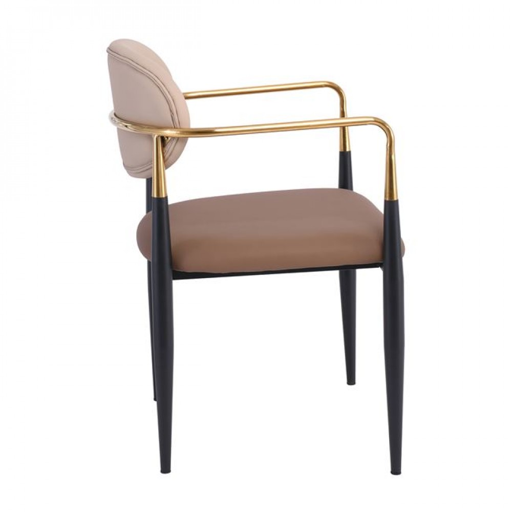 Πολυθρόνα "OLIVE" από μέταλλο/pu σε χρώμα μαύρο/καπουτσίνο 53x53x80