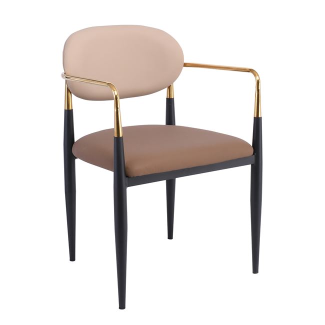 Πολυθρόνα "OLIVE" από μέταλλο/pu σε χρώμα μαύρο/καπουτσίνο 53x53x80