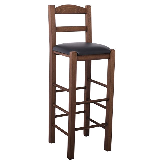 Σκαμπό μπαρ από ξύλο/τεχνόδερμα σε χρώμα καρυδί/μαύρο 36x37x78/107