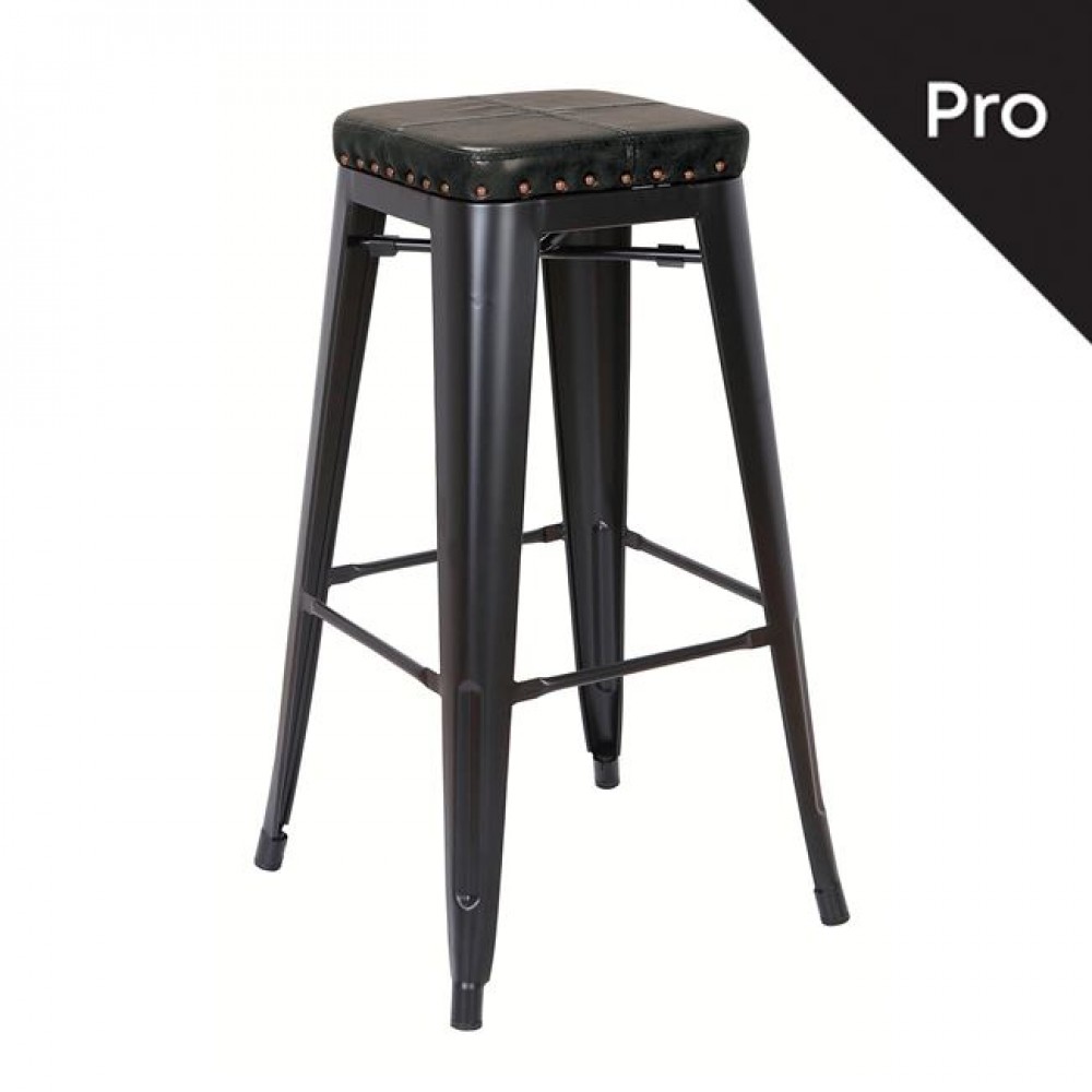 Σκαμπό μπαρ "RELIX" από μέταλλο/τεχνόδερμα σε μαύρο χρώμα 43x43x78