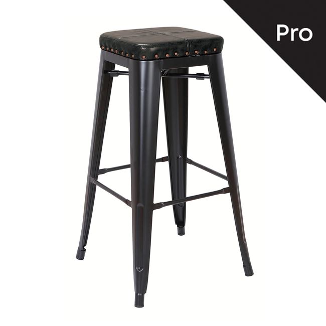 Σκαμπό μπαρ "RELIX" από μέταλλο/τεχνόδερμα σε μαύρο χρώμα 43x43x78