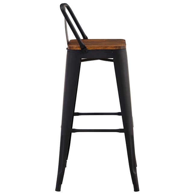 Σκαμπό μπαρ "RELIX" από μέταλλο/ξύλο σε μαύρο/καφέ χρώμα 44x44x76/97