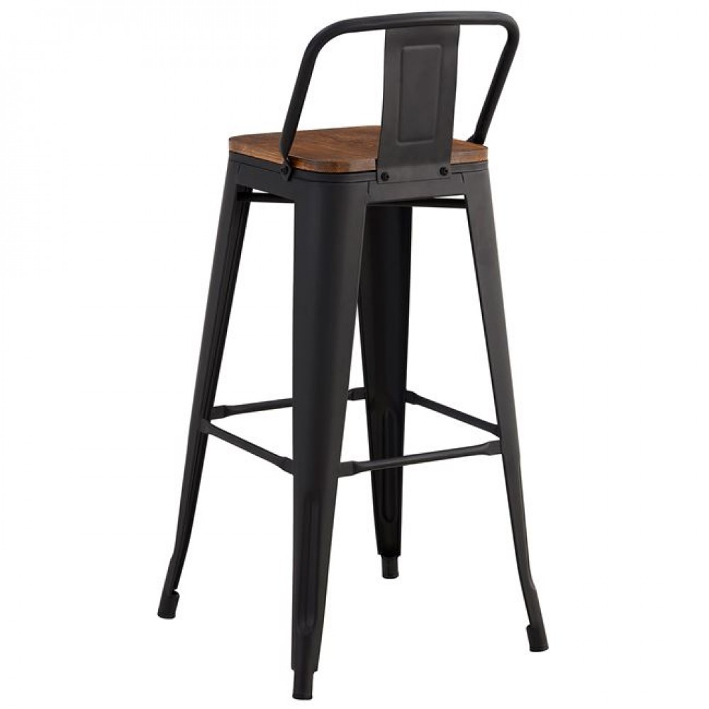 Σκαμπό μπαρ "RELIX" από μέταλλο/ξύλο σε μαύρο/καφέ χρώμα 44x44x76/97