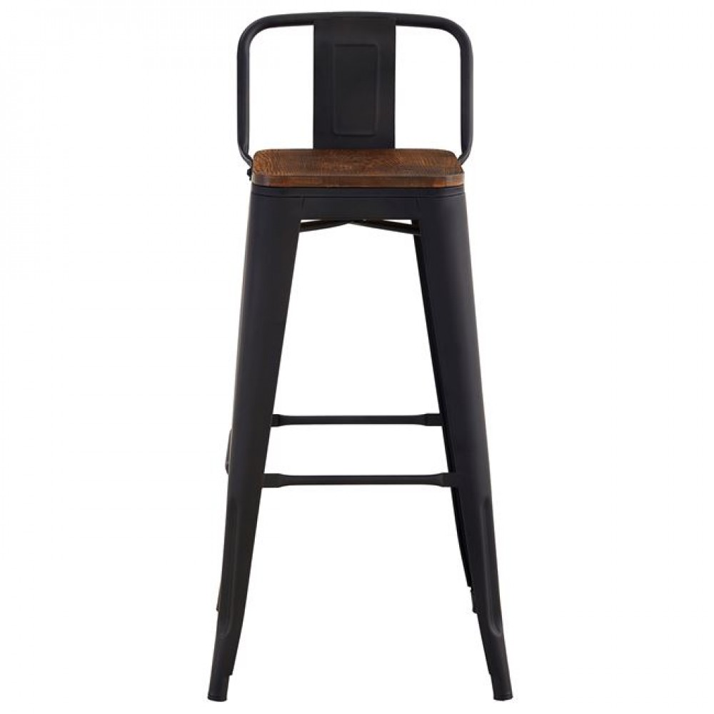Σκαμπό μπαρ "RELIX" από μέταλλο/ξύλο σε μαύρο/καφέ χρώμα 44x44x76/97