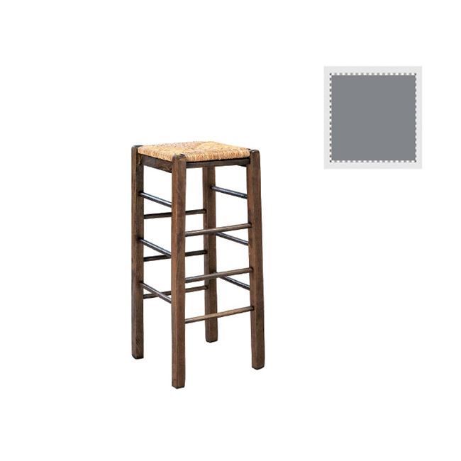 Σκαμπό μπαρ από ξύλο/ψάθα σε χρώμα γκρι/φυσικό 35x35x80