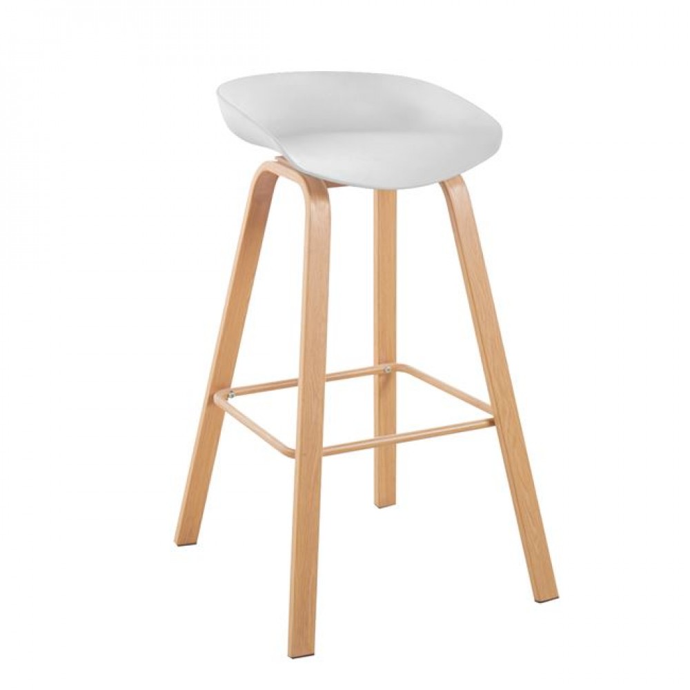 Σκαμπό μπαρ "PENT" από μέταλλο/PP σε χρώμα φυσικό/λευκό 42x52x74