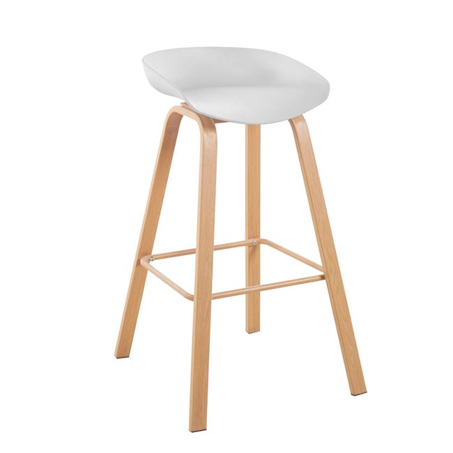 Σκαμπό μπαρ "PENT" από μέταλλο/PP σε χρώμα φυσικό/λευκό 42x52x74