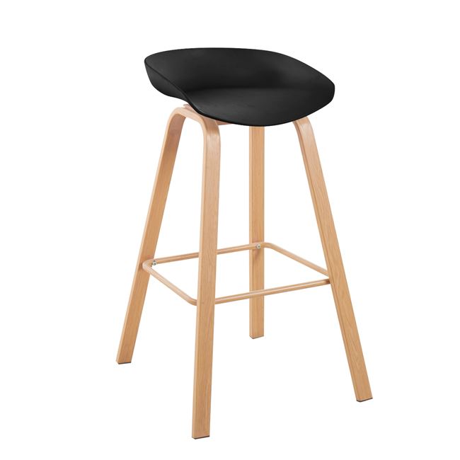 Σκαμπό μπαρ "PENT" από μέταλλο/PP σε χρώμα φυσικό/μαύρο 42x52x74