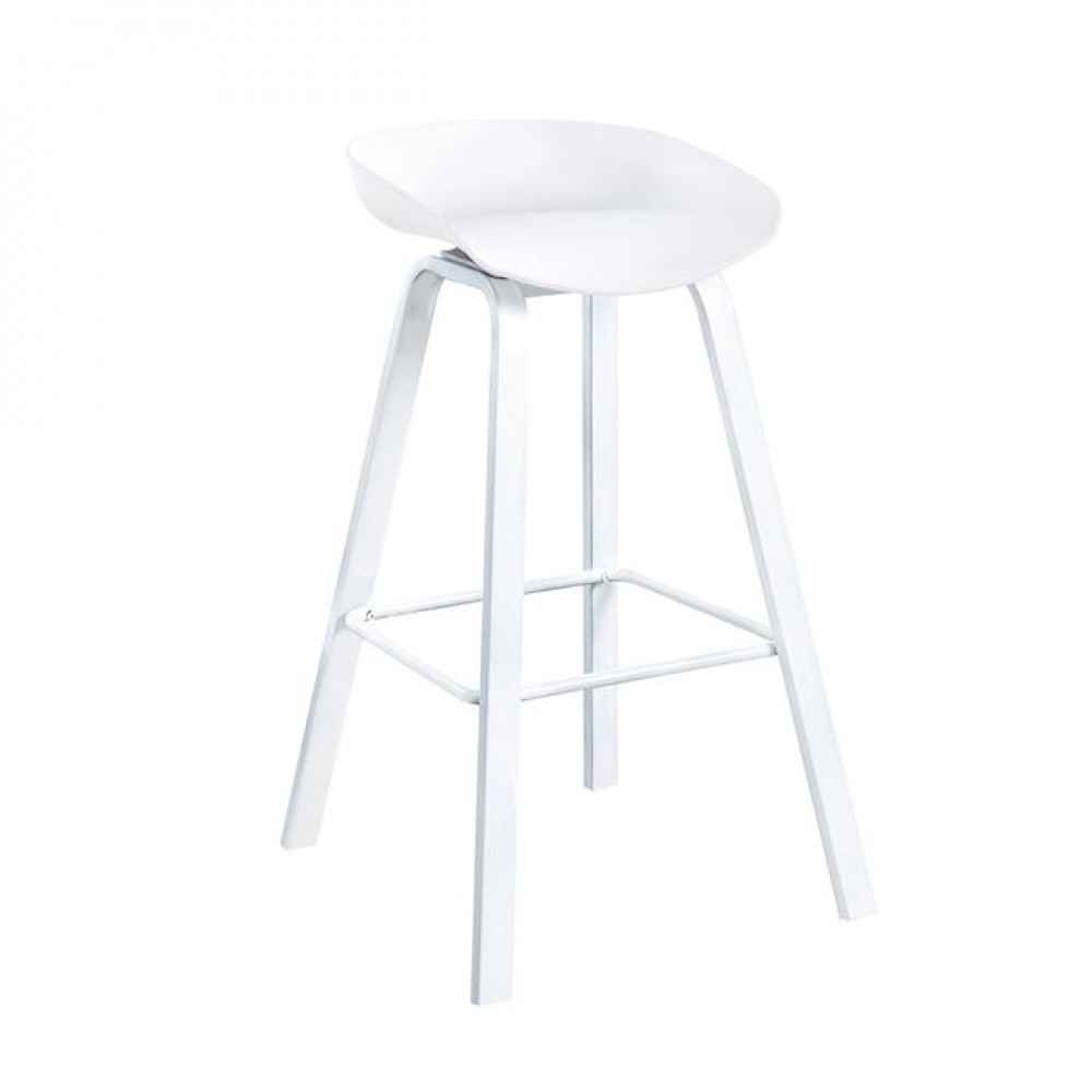 Σκαμπό μπαρ "PENT" από μέταλλο/PP σε χρώμα λευκό 42x52x74