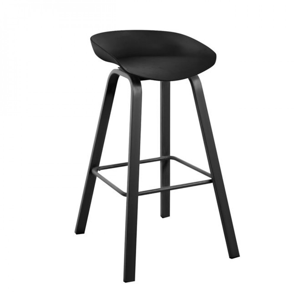 Σκαμπό μπαρ "PENT" από μέταλλο/PP σε χρώμα μαύρο 42x52x74