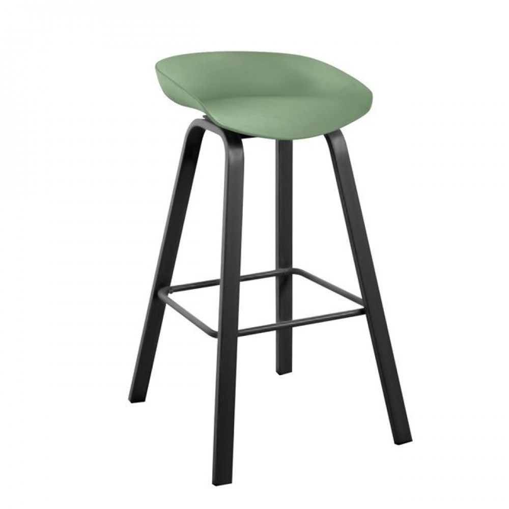 Σκαμπό μπαρ "PENT" από μέταλλο/PP σε χρώμα μαύρο/πράσινο 42x52x74