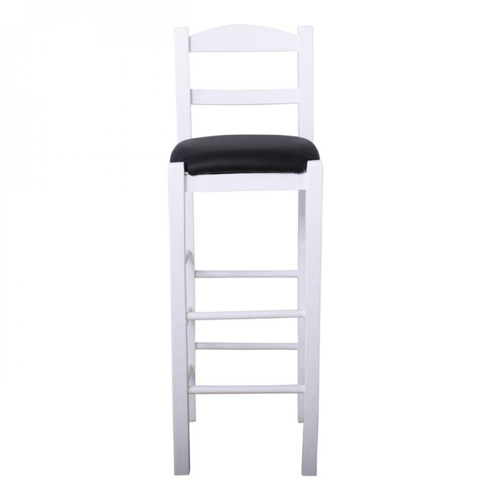 Σκαμπό μπαρ από ξύλο/τεχνόδερμα σε χρώμα λευκό/μαύρο 36x37x78/107