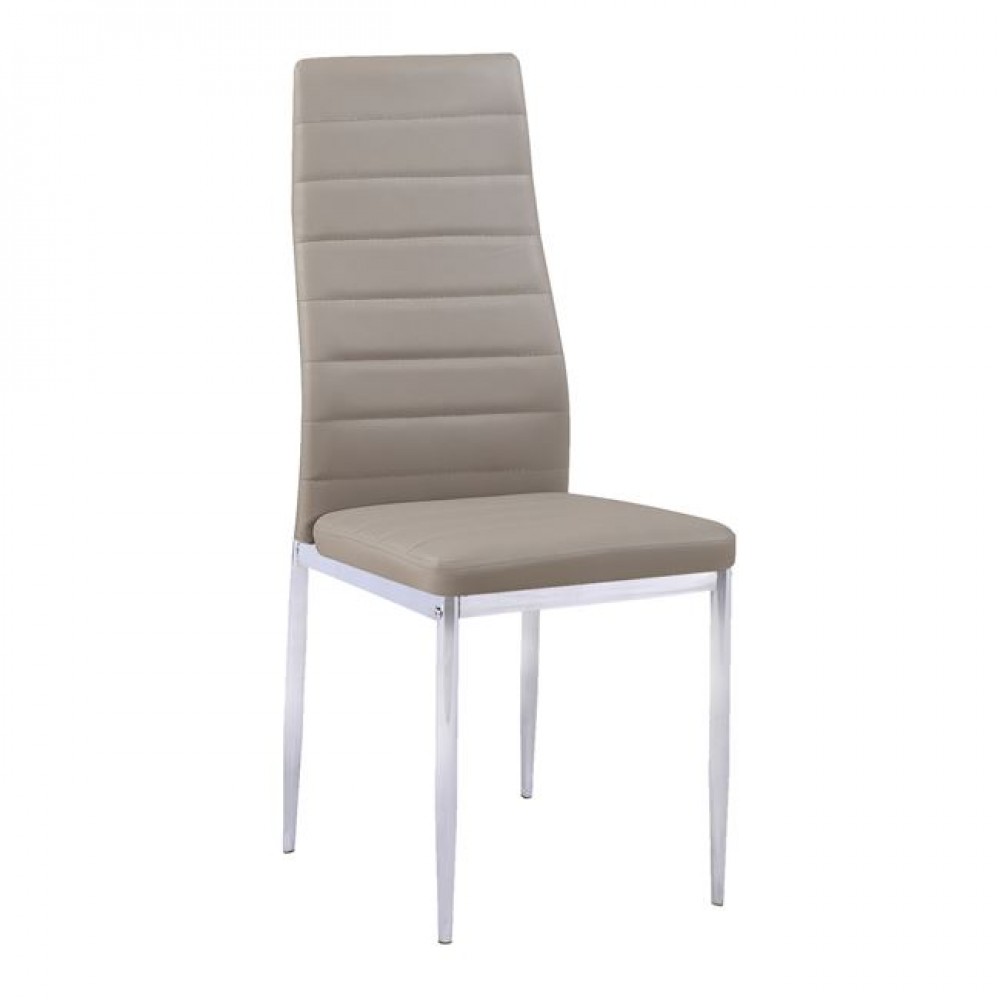 Καρέκλα "JETTA" από μέταλλο/pu σε χρώμα χρώμιο/καπουτσίνο 40x50x95