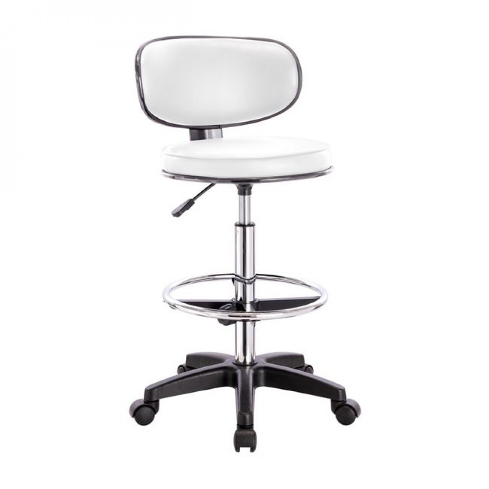 Σκαμπώ γραφείου από τεχνόδερμα σε λευκό χρώμα 50x50x90/110