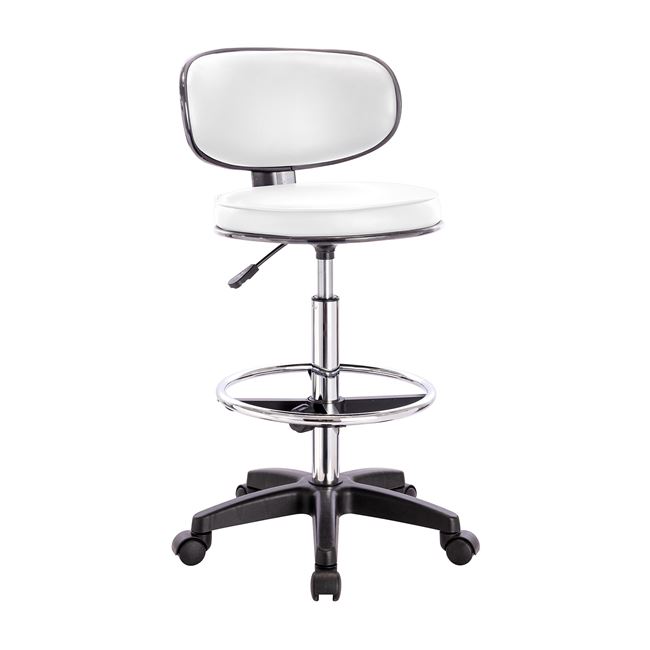 Σκαμπώ γραφείου από τεχνόδερμα σε λευκό χρώμα 50x50x90/110