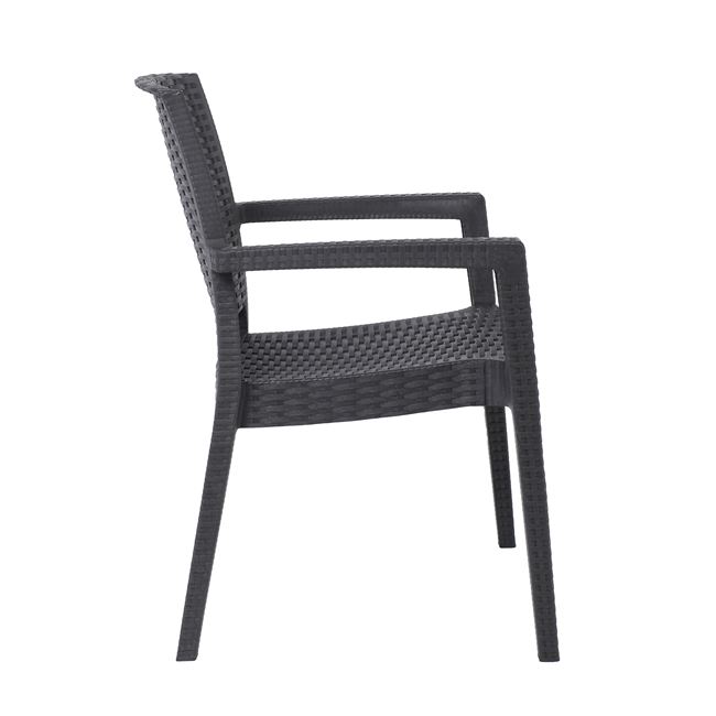 Πολυθρόνα κήπου "LORA" στοιβαζόμενη από πολυπροπυλένιο σε ανθρακί χρώμα 58x61x87