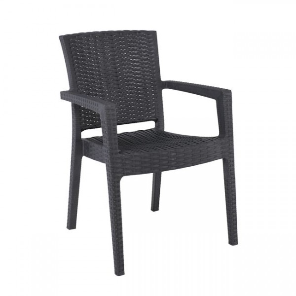 Πολυθρόνα κήπου "LORA" στοιβαζόμενη από πολυπροπυλένιο σε ανθρακί χρώμα 58x61x87