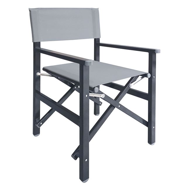 Πολυθρόνα σκηνοθέτη από αλουμίνιο/textilene σε ανθρακί/γκρι χρώμα 54x50x88