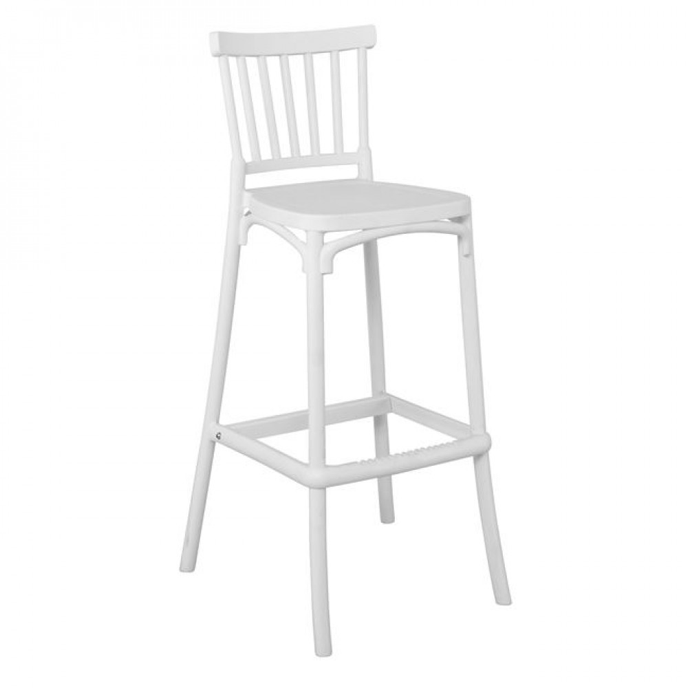 Σκαμπό μπαρ "WINDSOR" από PP σε λευκό χρώμα 49x46x103